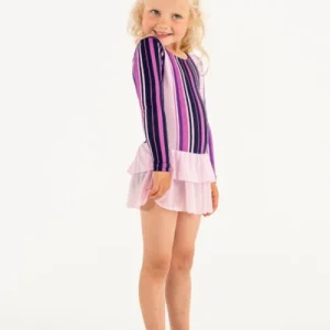Leotard med kjol | NS-166 | Outlet Purple Stripe