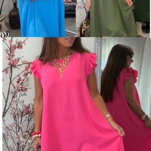 Edith Klänning – cerise, blå, army