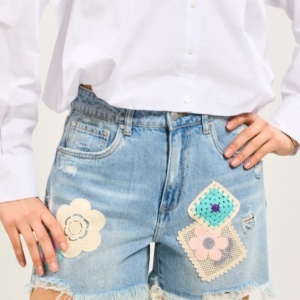 Toxik Jeansshorts med virkade detaljer