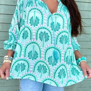 Susanne Bohemisk Blus Grön Palm